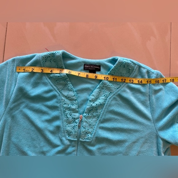 Miss Elaine Relax full Zip Front Waffle Knit Robe pocket size M - Picture 11 of 16